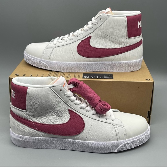 Mens Nike SB Zoom Blazer Mid ISO Size 12 White Sweet Beet Sneaker New - Picture 9 of 11